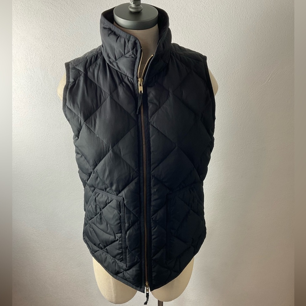 Sz S J Crew Black Down Filled Puffer Vest